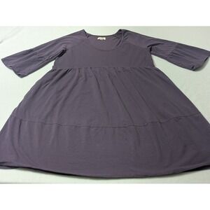 Pact Dress Purple Medium Organic‎ Cotton Jersey Flutter Sleeve Babydoll Vacation